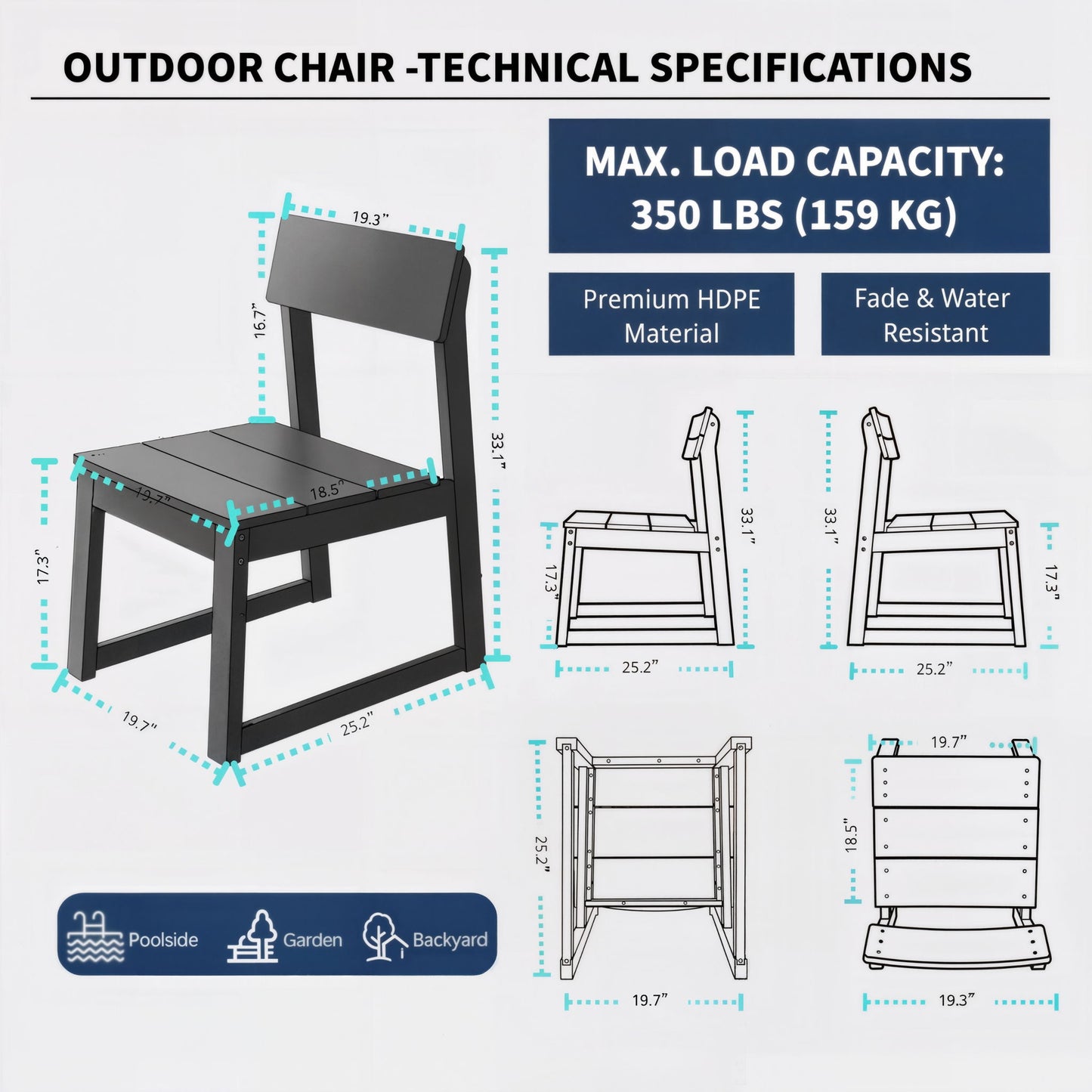 All Weather Patio Dining Chairs (Set of 2)