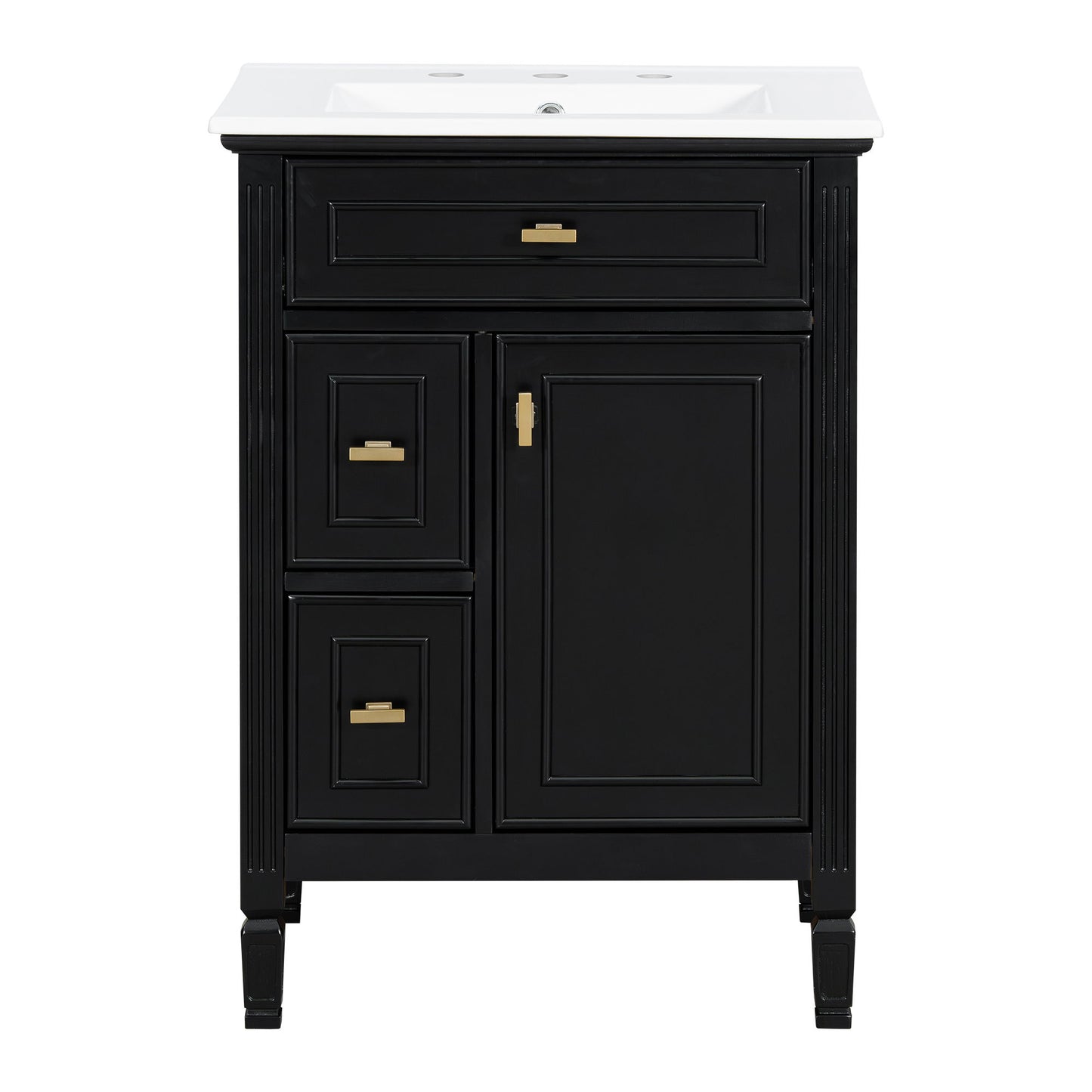Bathroom Vanity With Sink, Flip Drawer, 2 Drawers, Adjustable Shelf