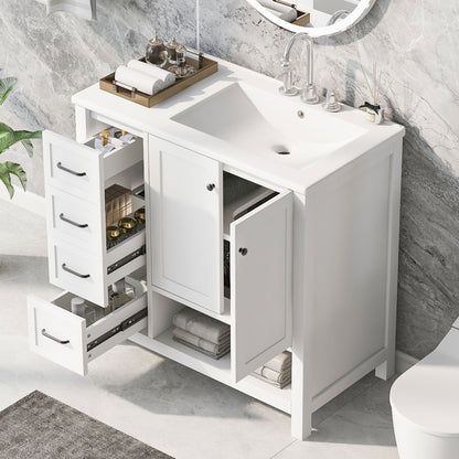 Modern Bathroom Vanity With Sink Top, 2 Doors And 2 Drawers