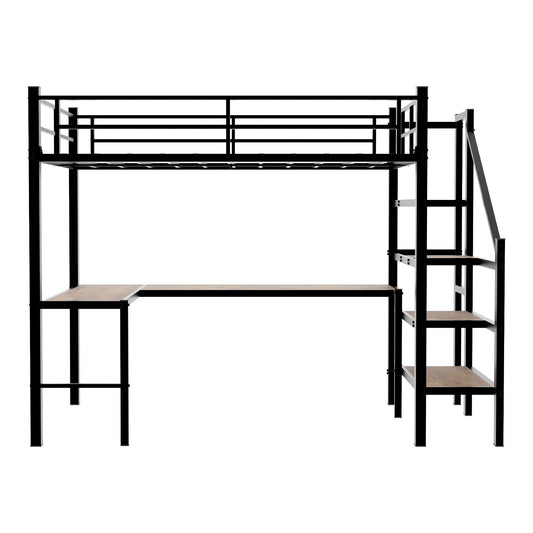 Loft Bed With L-Shaped Desk, Large Storage Space
