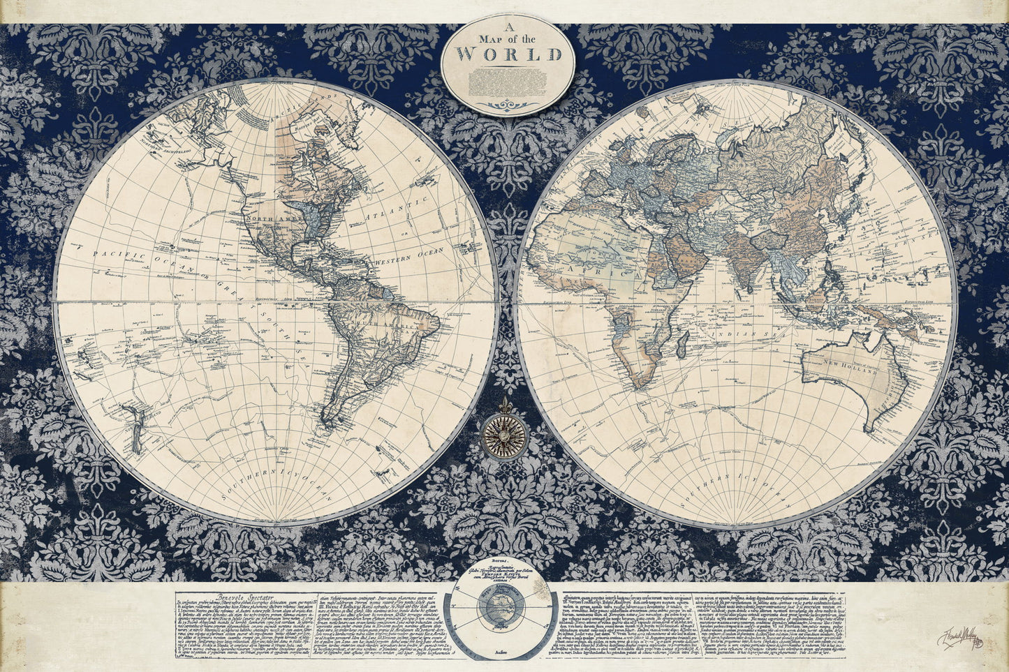 Framed - Map Of The Worldelizabethmedley - Beige