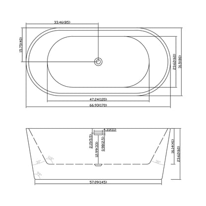 Gloss Freestanding Bathtub With Drain, Stand Alone Soaking Tub