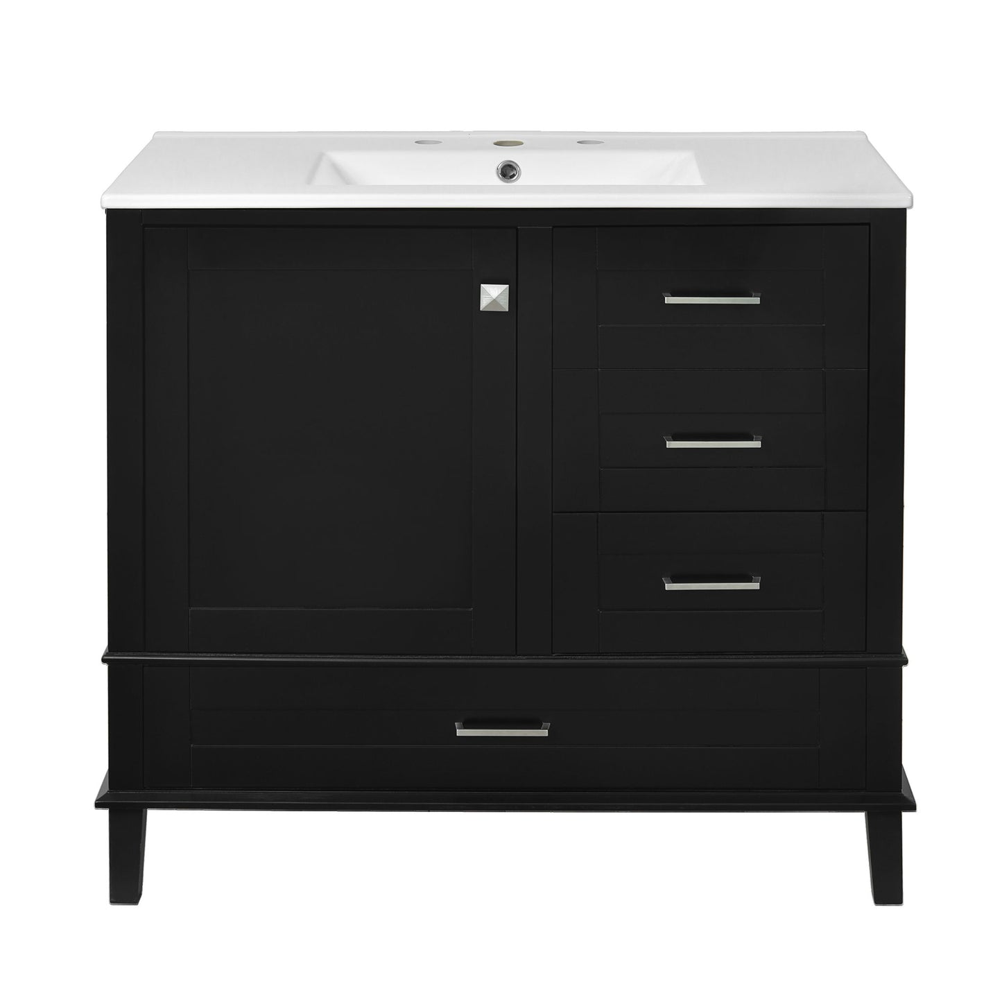 Bathroom Vanity, Modern Bathroom Cabinet With Sink Combo Set, Bathroom Storage Cabinet With A Soft Closing Door And 3 Drawers, Solid Wood Frame