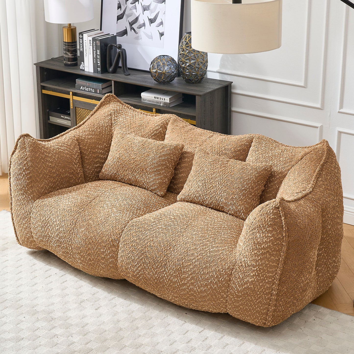 Comfortable Dual Beanbag Chair With High Resilience Foam Core For 2 People