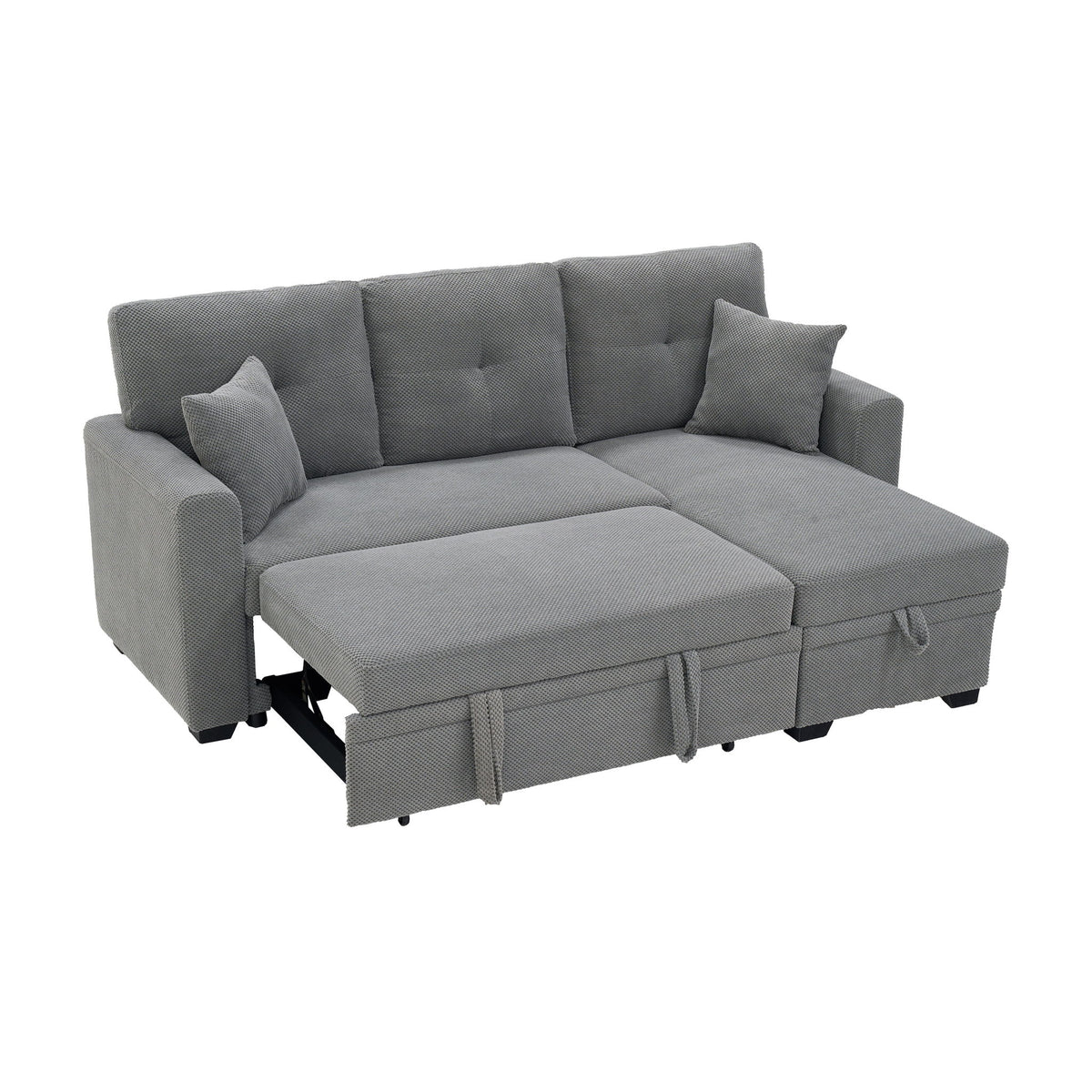 Sleeper Sectional Sofa With Pull Out Bed, Reversible Chaise, Hidden Storage