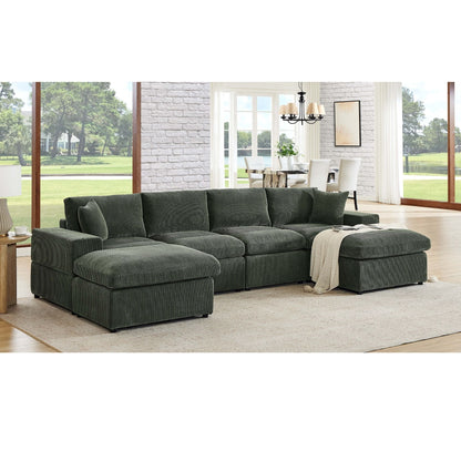 Upholstered Symmetrical Modular Sectional With 6 Seating