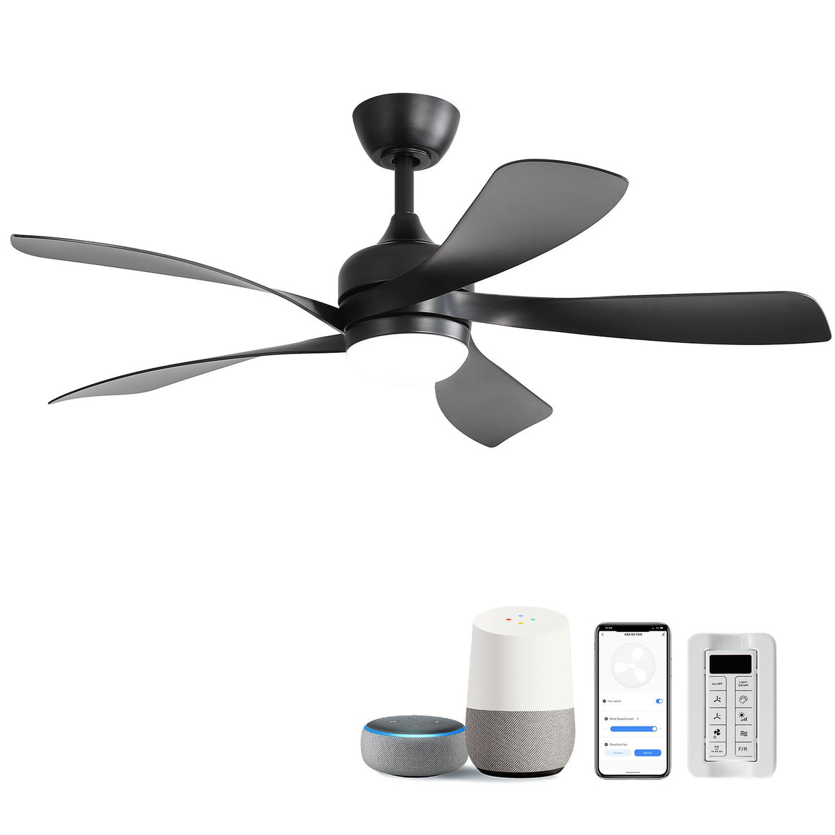45" Ceiling Fan With DC Motor Smart App Control Quiet Reversible Operation Dimmable Lighting And Timer