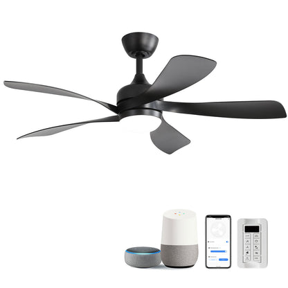 45" Ceiling Fan With DC Motor Smart App Control Quiet Reversible Operation Dimmable Lighting And Timer