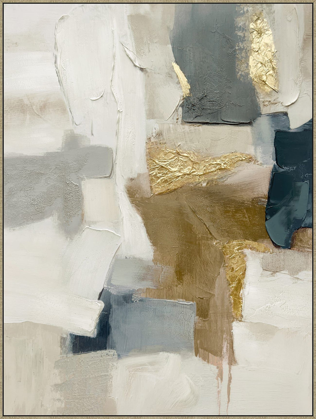 Gilded Cadence I - 35 X 47 - Hand-Embellished Canvas In Frame - White