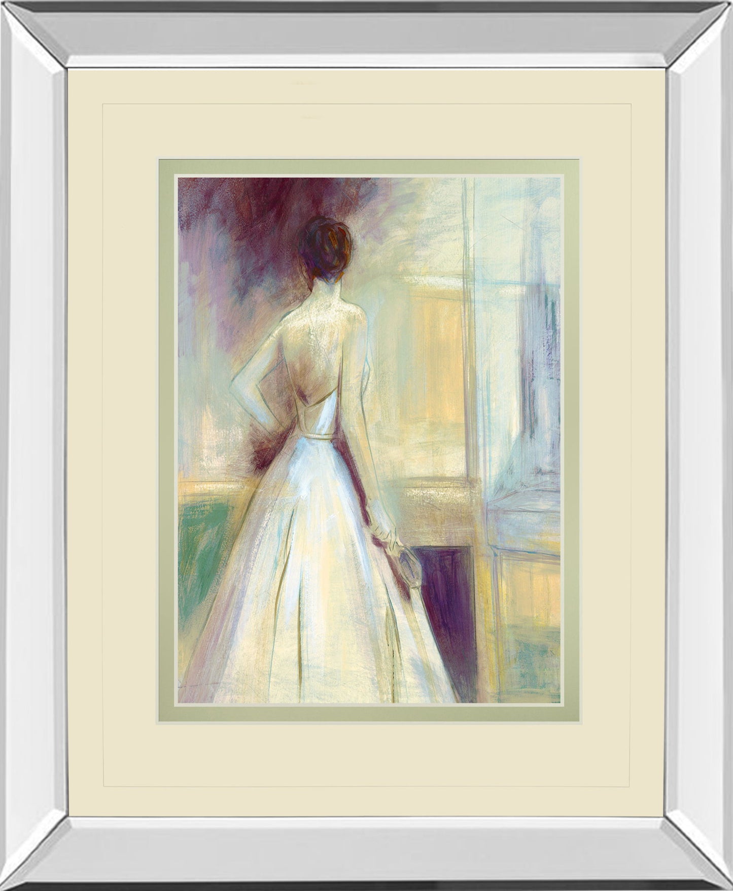 Getting Ready By Sutton - Mirror Framed Print Wall Art - Beige