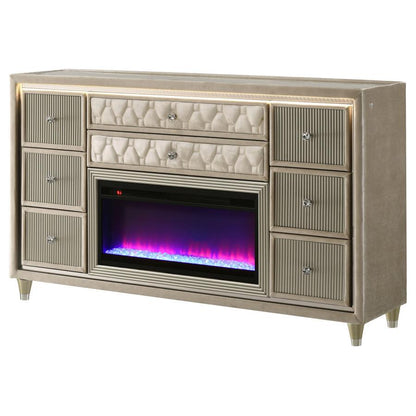 Lorient - 8-Drawer LED Bedroom Flame Box Dresser