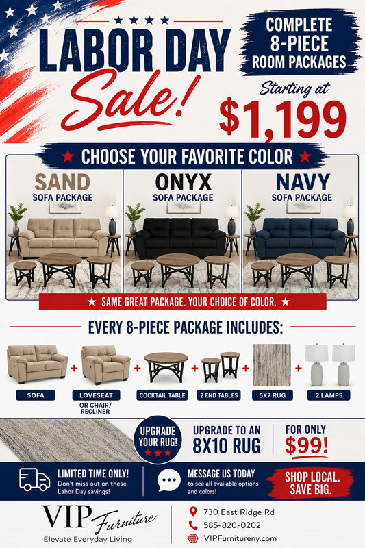 Labor Day Sale – 8-Piece Room Packages Starting at $1,199