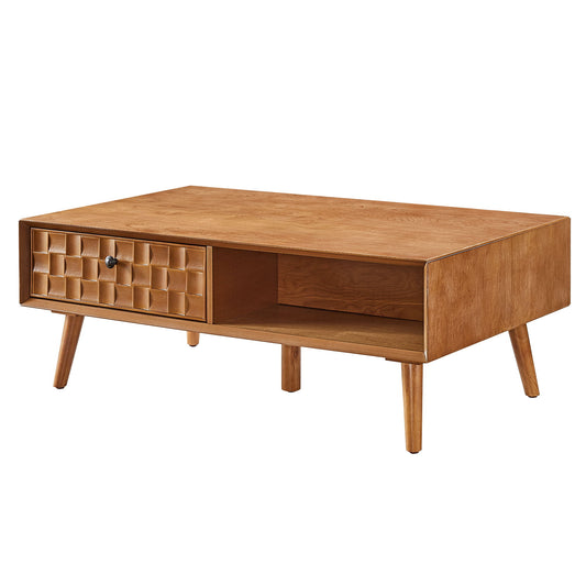 Coffee Table With Hidden Drawer And Open Shelf