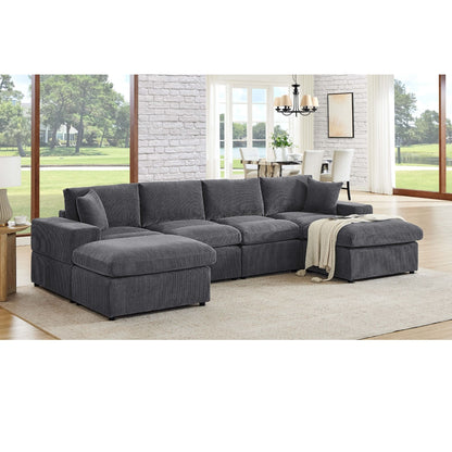Upholstered Symmetrical Modular Sectional With 6 Seating