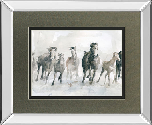 Running Wild By Carol Robinson - Mirror Framed Watercolor Print Wall Art - Dark Gray