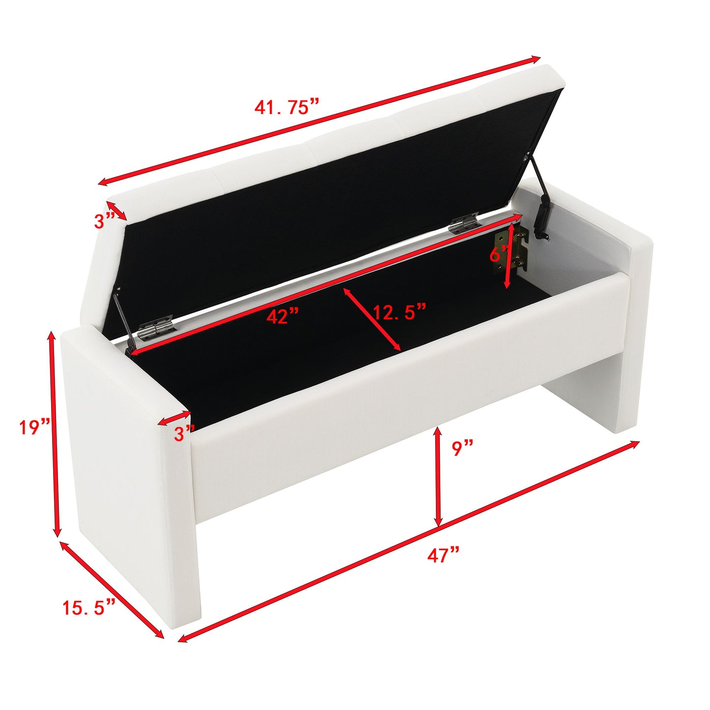 Modern Upholstered Large Bed End Bench With Storage