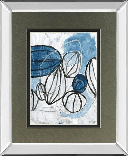Lanterns II By June Erica Vess, Mirrored Frame - Blue