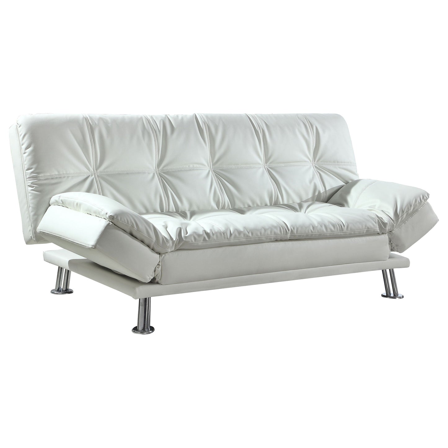 Kimpton - Upholstered Tufted Convertible Sofa Bed With Adjustable Arms Legs - White