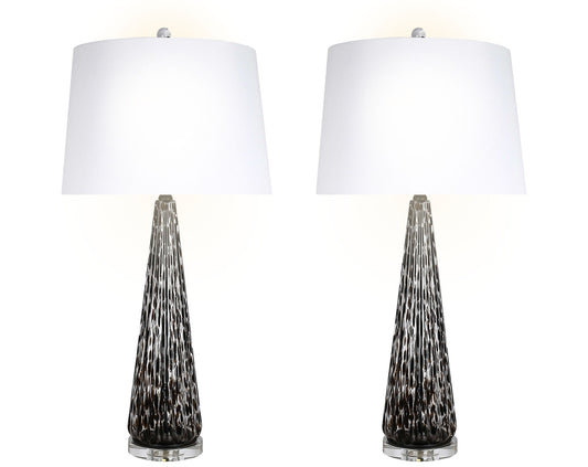 "Eclipse Radiance" Art Glass Table Lamp (Set of 2) - Black Art Glass