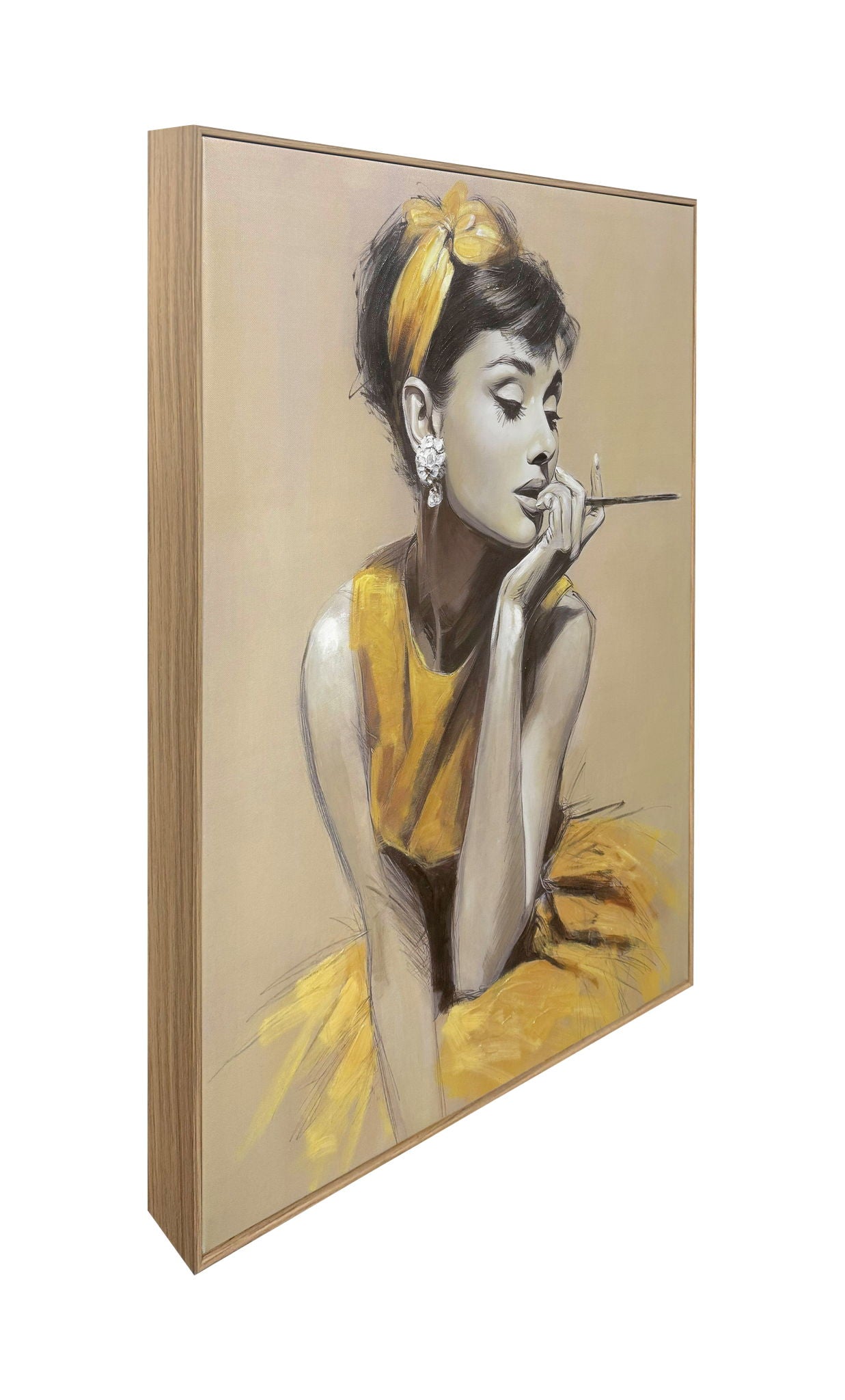 Golden Muse I Hand-Embellished Canvas In Frame - Gold / Beige