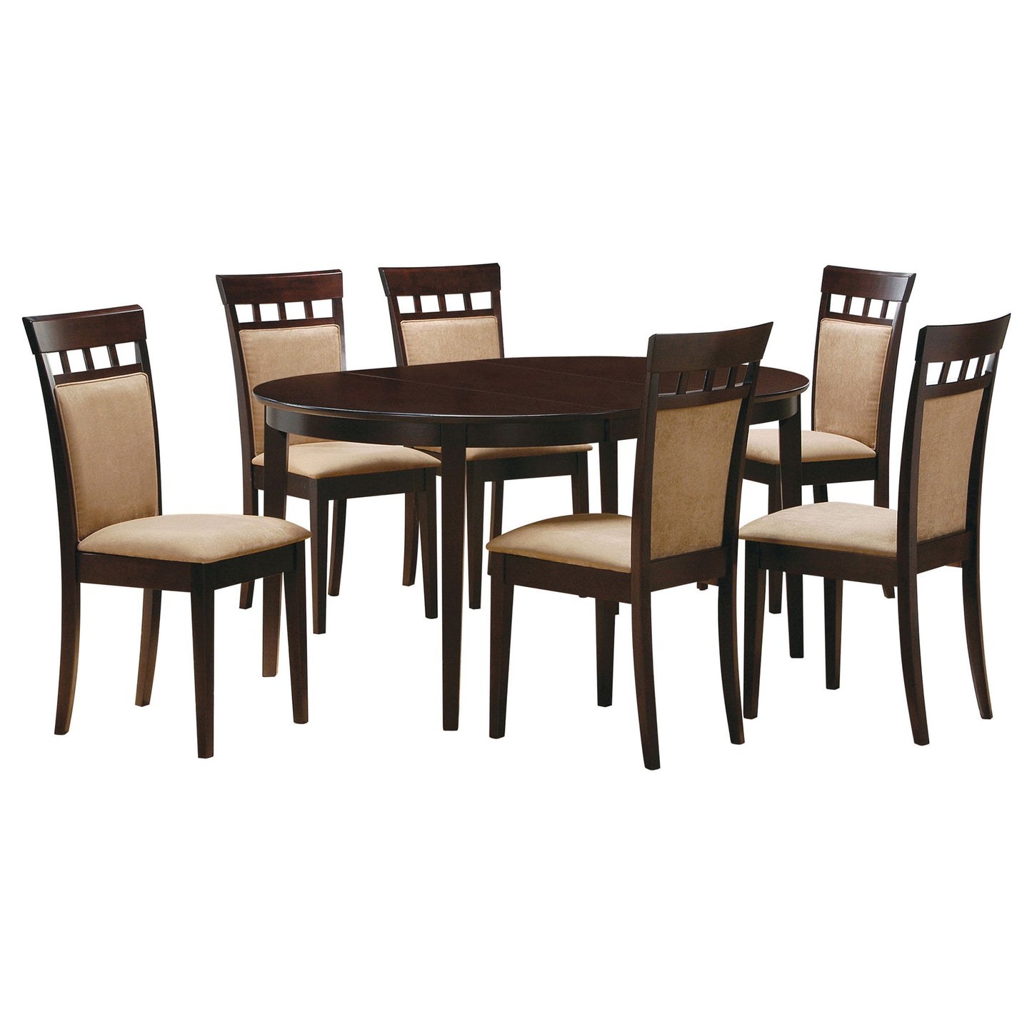 Gabriel - Oval 7 Piece Dining Set With Chairs - Cappuccino