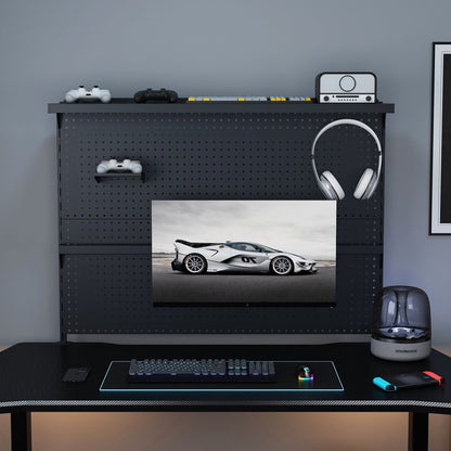 Clamp On Desk Pegboard With Single Monitor Stand