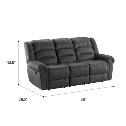 Reclining Sofa - Gray - Faux Leather