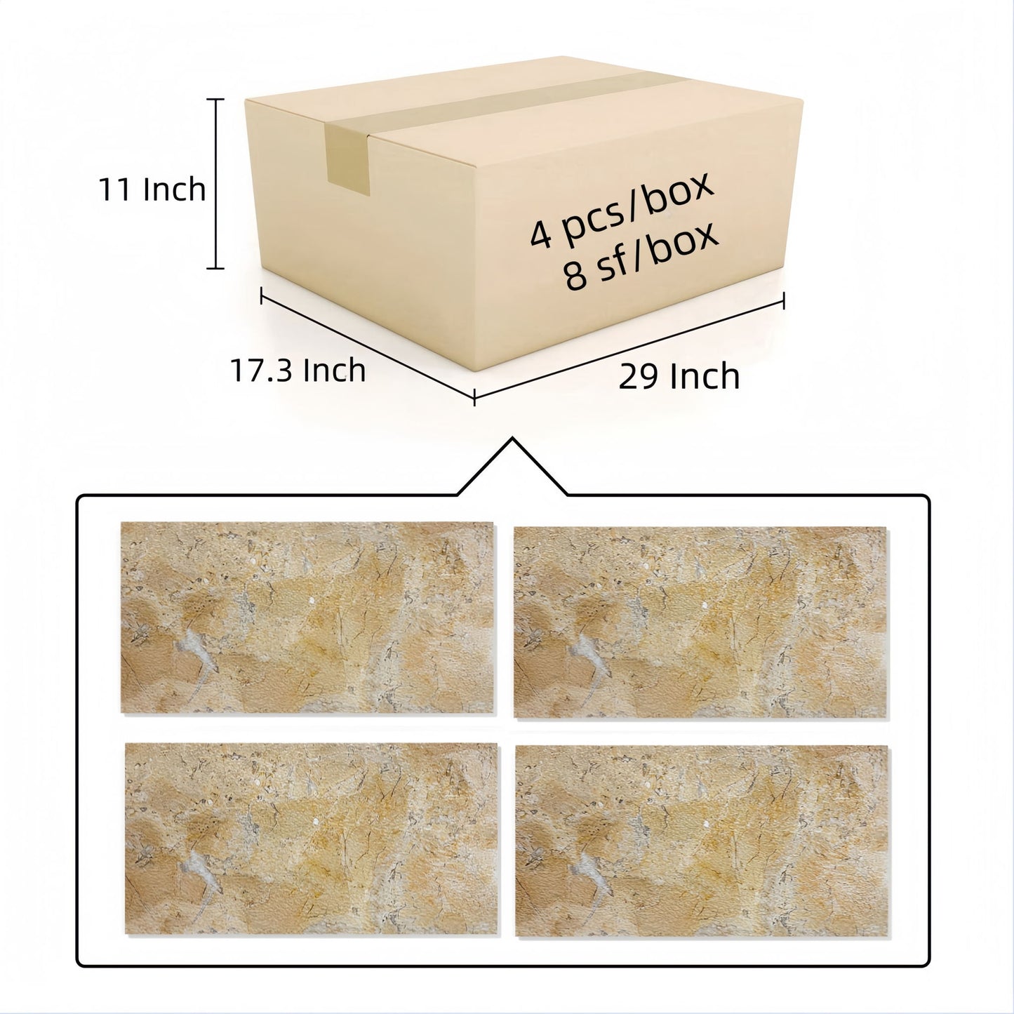 Natural Marble Polished Tile For Wall And Floor (Set of 4)