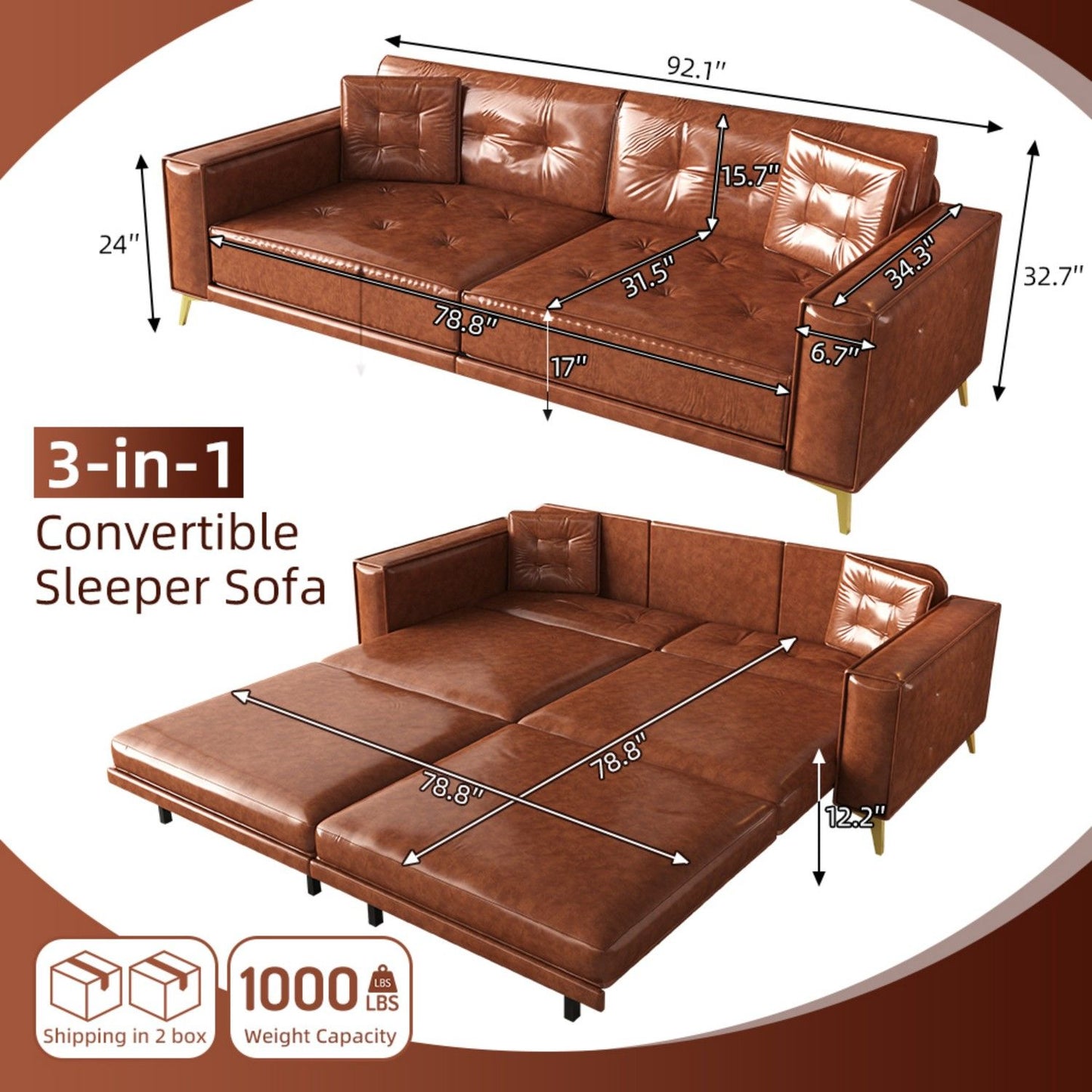 Pull Out Sofa Bed, Convertible Sleeper Sofa