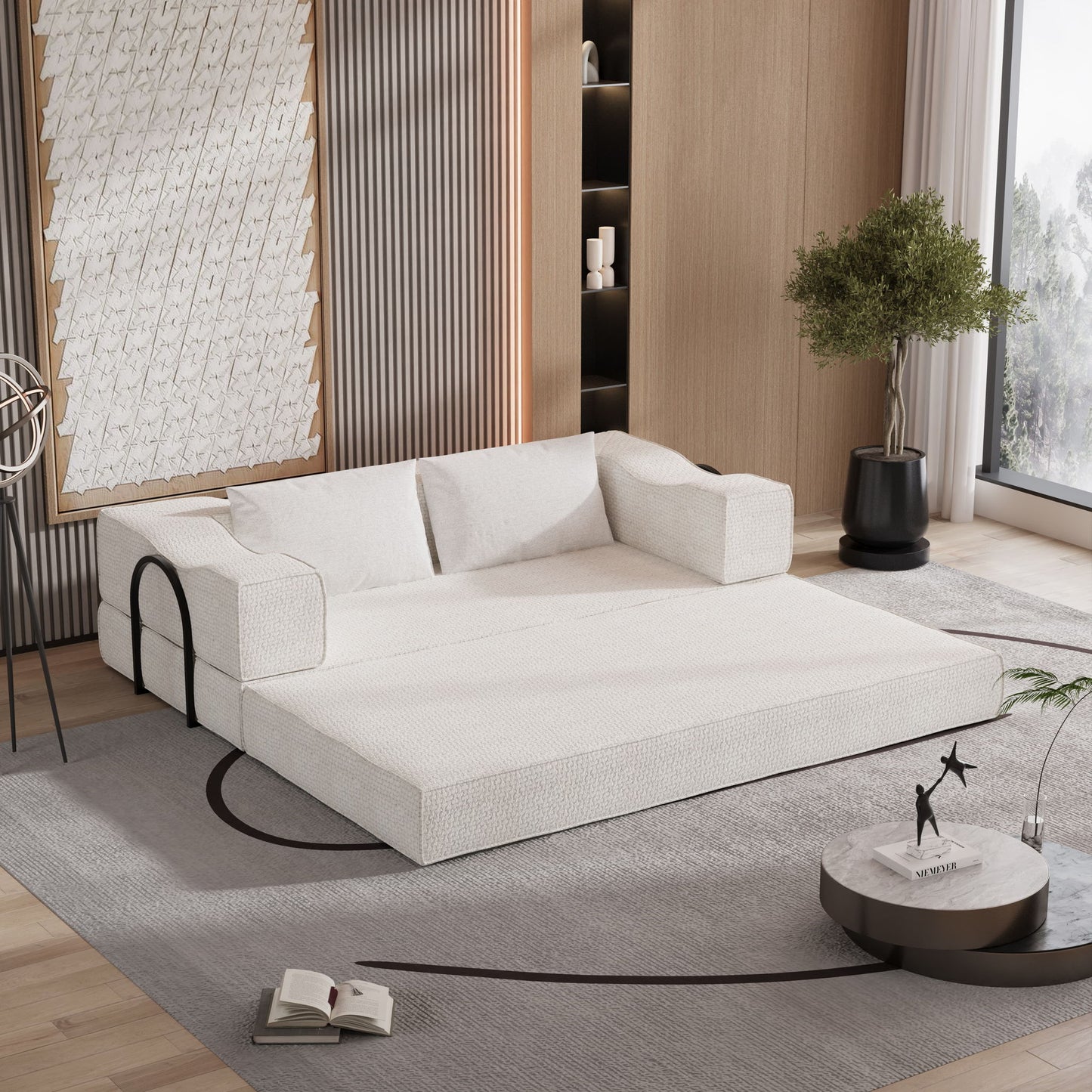 3 Seat Folding Floor Couch & King Size Bed Mattress