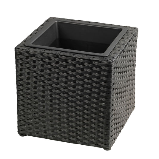Cubic Planter Box, Plant Pot With Insert Indoor Outdor - Black