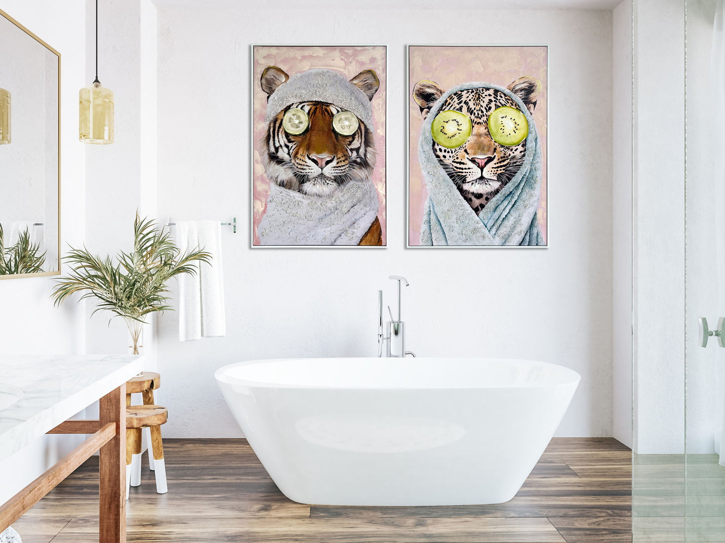 Spa Retreat I Hand-Embellished Canvas With Rocks In Frame - Pink / White