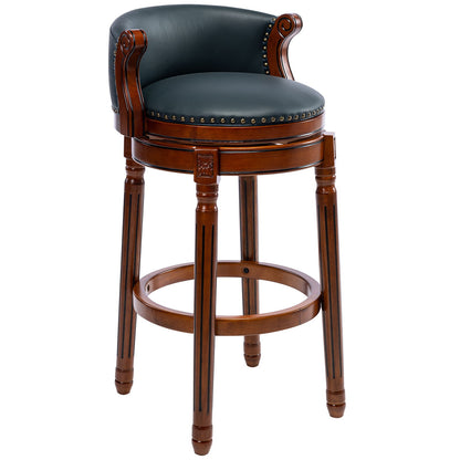 29.5'' Cow Top Wooden Bar Stool, 360 Degree Swivel Bar Height Chair With Backs For Home Kitchen Counter