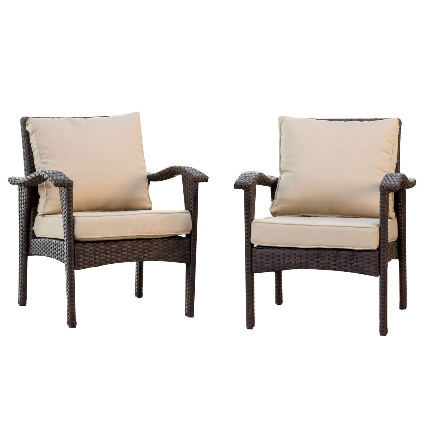 Honolulu - Club Chair (Set of 2) With Weather Resistant Wicker And Cushions - Brown / Tan
