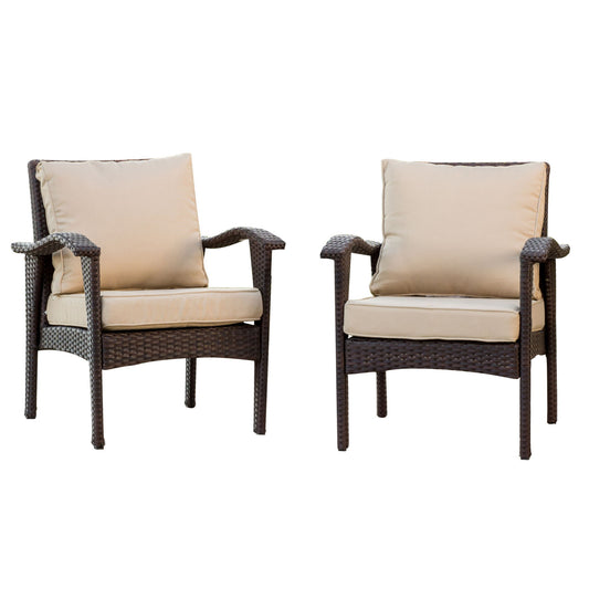 Honolulu - Club Chair (Set of 2) With Weather Resistant Wicker And Cushions - Brown / Tan