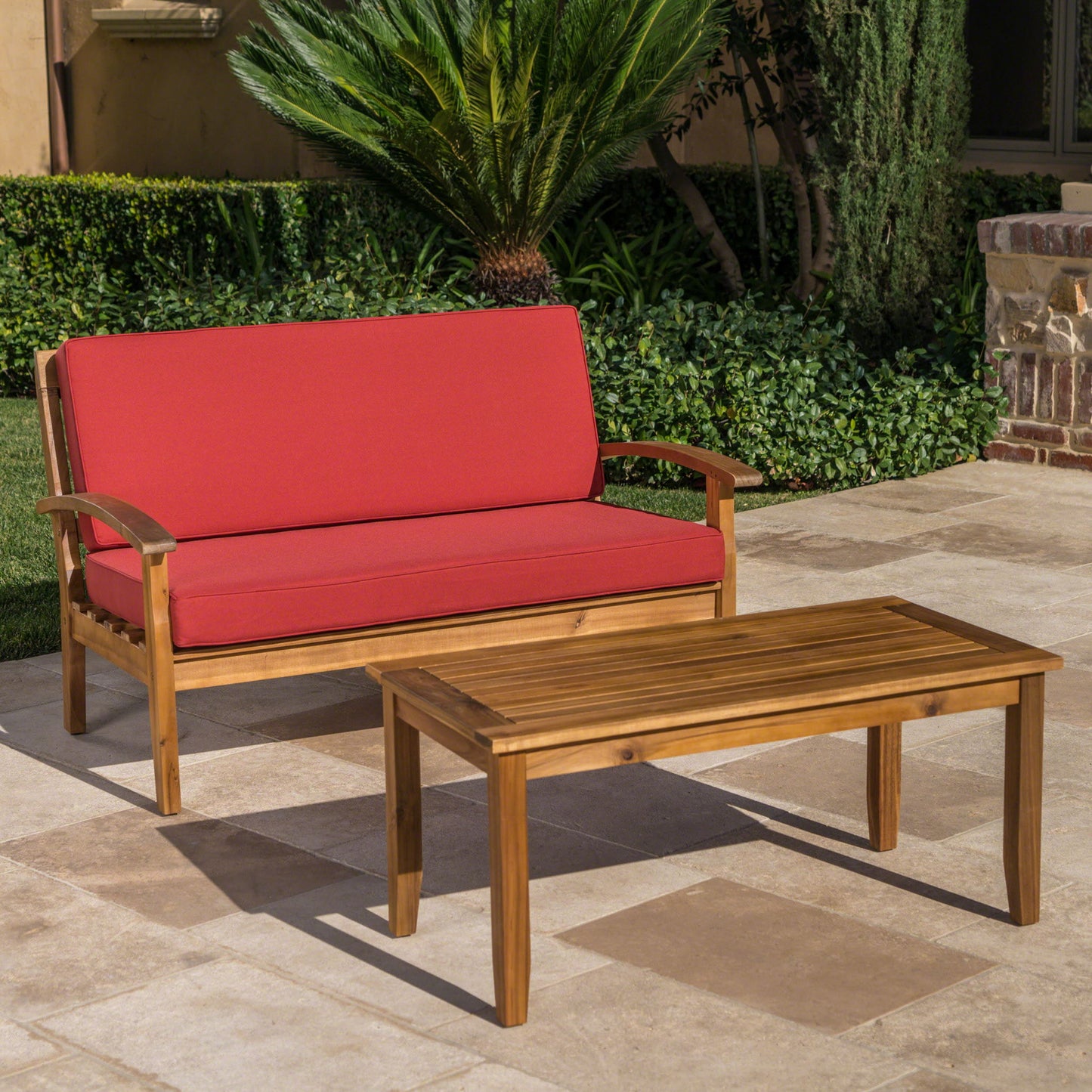 Outdoor Chat Set With Coffee Table And Loveseat