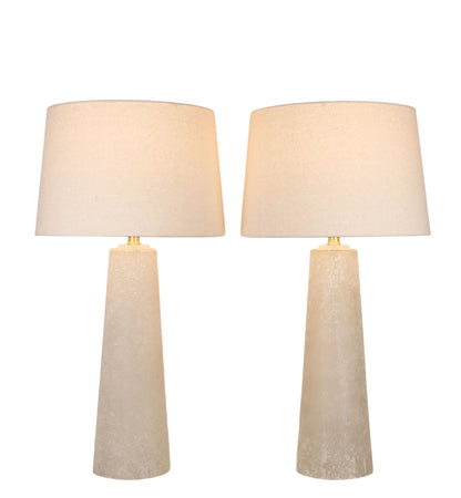 Mystic Frost Glass Table Lamp With Night Light (Set of 2) - Frosted Glass / Frosted Crystal