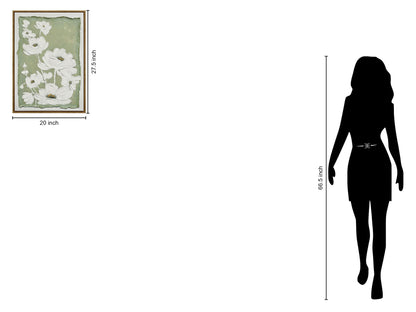 "Blossom Serenity I" Hand-Embellished Canvas In Frame - Green / White