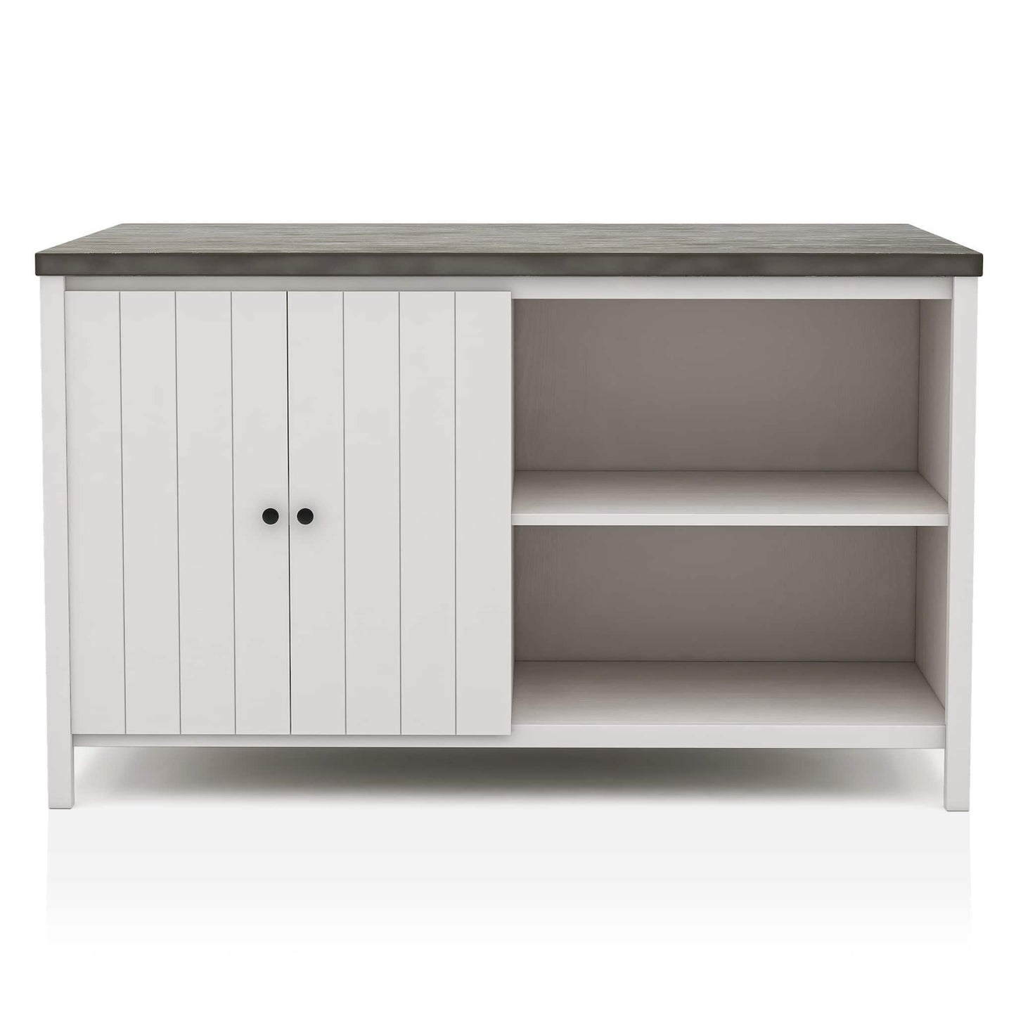 Counter Height Dining Table With Storage Cabinet Base - Dark Gray / Off White / Off White / Gray