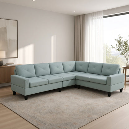 Modular L - Shaped Sectional Sofa 6 Seater 4 Piece, Couch With Chaise - Green