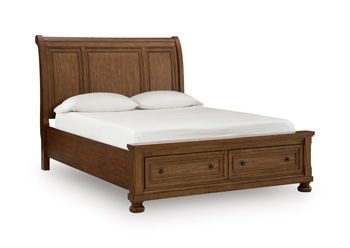 Zackaryn - Queen Rails With Roll Slats - Warm Brown