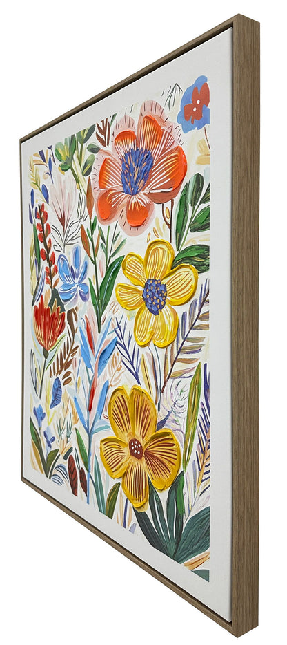 Petal Reverie II Hand-Embellished Canvas In Frame - Natural / Multicolor