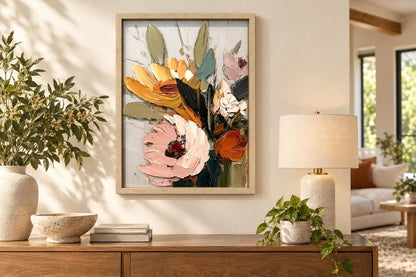 Amber Petal Rhapsody II - 24 X 32 - Hand-Embellished Plexiglass In Frame - Pink