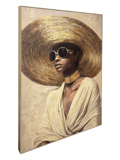 Sunlit Muse II Hand-Embellished Canvas In Frame - Beige / Brown