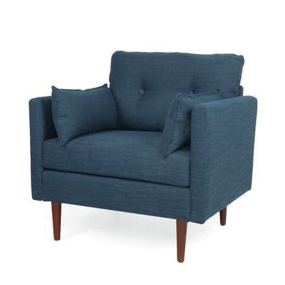Enchantica - Upholstered Fabric Club Chair With Button Tufted And 2 Accent Pillows