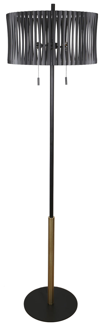Midnight Cadence - 68 X 18 - Metal Floor Lamp - Matte Black, Soft Gold