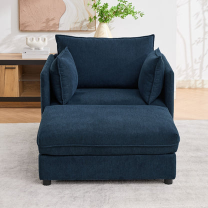 Oversized Deep Seat Accent Chair With Matching Storage Ottoman & Throw Pillows