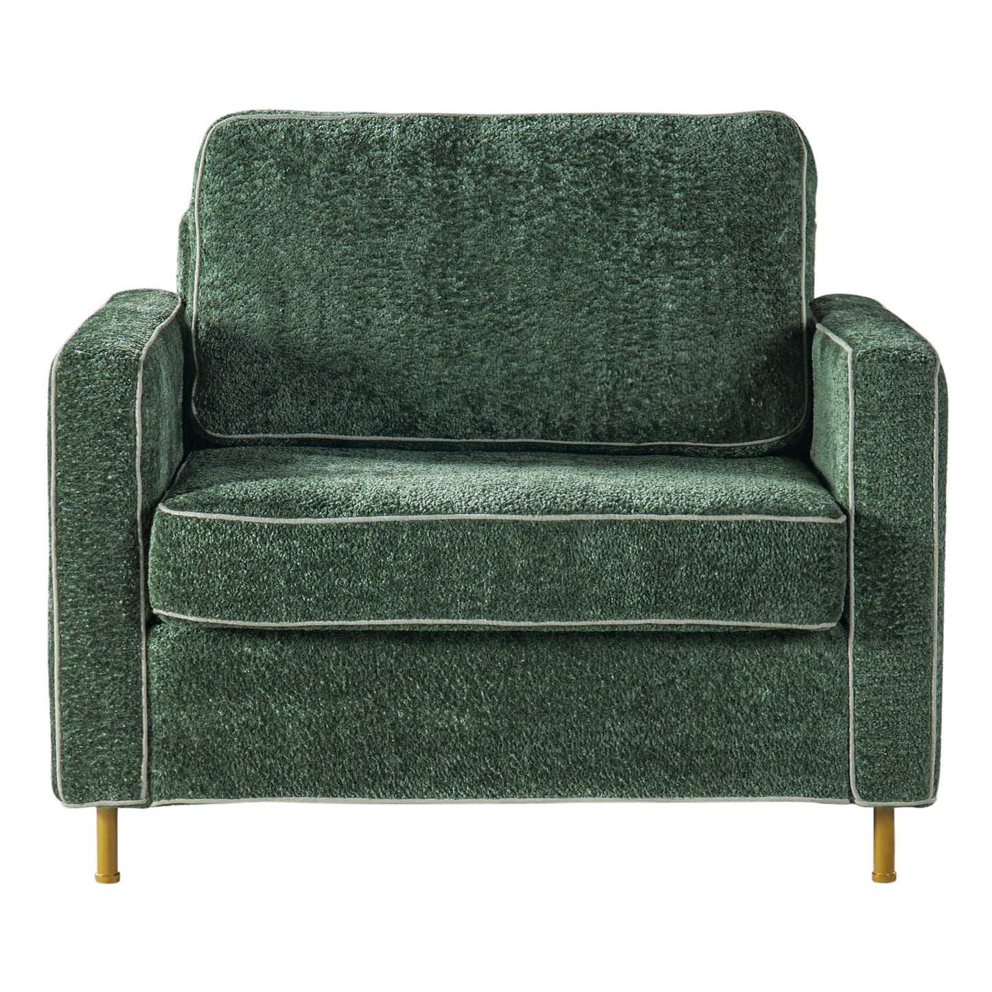 Accent Chair Upholstered Single Sofa With Square Arms, Sewn Pillow Back For Living Room
