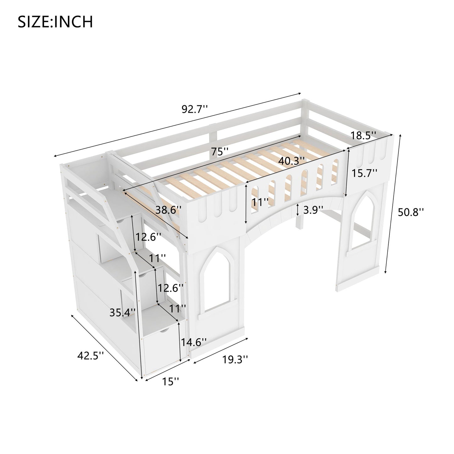 Loft Bed With Storage Staircase And Windows