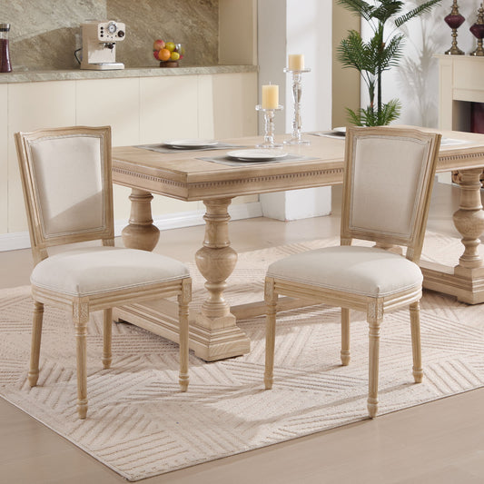 Dining Chairs Upholstered With T - Shaped Back (Set of 2) - Beige